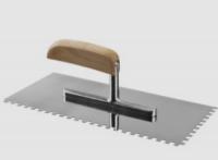 Гладилка для гипса зубчатая  4х4 Baumeister из нержавеющей стали 280 мм127128, деревянная  ручка.