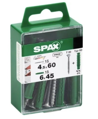 Дюбель Spax SD (шуруп+нейлоновый распорный дюбель) 3,5*35 + 5*25 (15+15 шт/ уп)