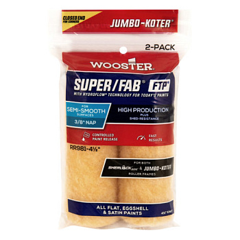 Мини-валик малярный SUPER/FAB® FTP JUMBO-KOTER (набор 2 шт.) с закрытым краем 