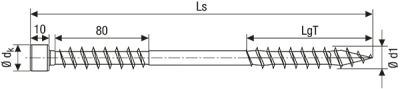Шуруп (саморез) SPAX-Iso, 10 x 290  мм 50 штук/уп (оцинк., цилиндрическая головка,T-STAR plus T50,4CUT, WIROX, крепежная резьба) 